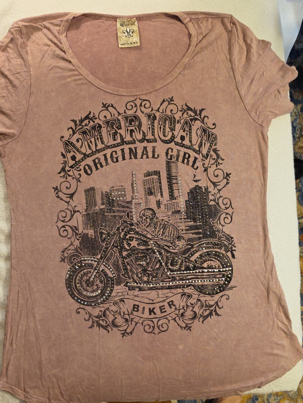 Biker Graphic Tee - Dusty Mauve